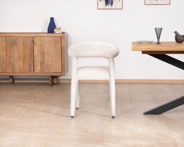 Set di 2 sedie di design "Amarello" in tessuto bouclé bianco