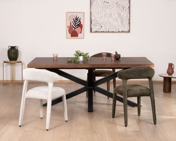 Tavolo da pranzo allungabile da 190-250 cm in mango scuro con gambe a stella Sheffield