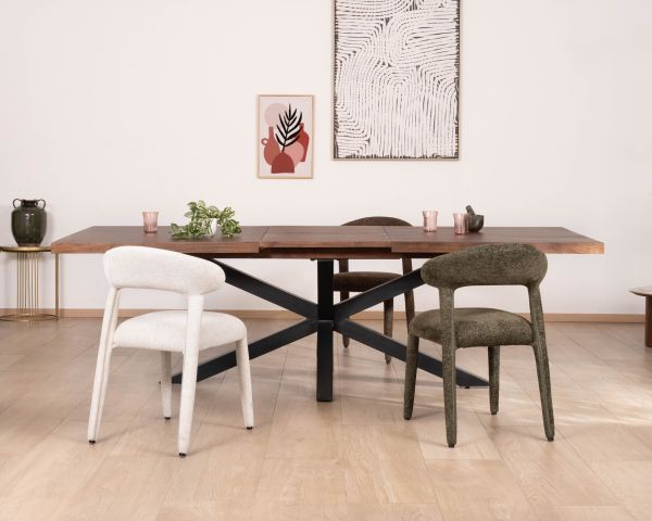 Tavolo da pranzo allungabile da 190-250 cm in mango scuro con gambe a stella Sheffield