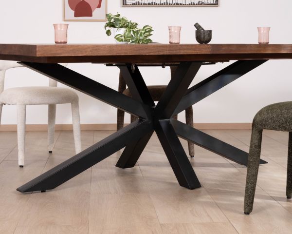 Tavolo da pranzo allungabile da 190-250 cm in mango scuro con gambe a stella Sheffield