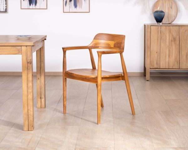 Set di 2 sedie da pranzo dal design retrò “Vicenza” in teak massiccio