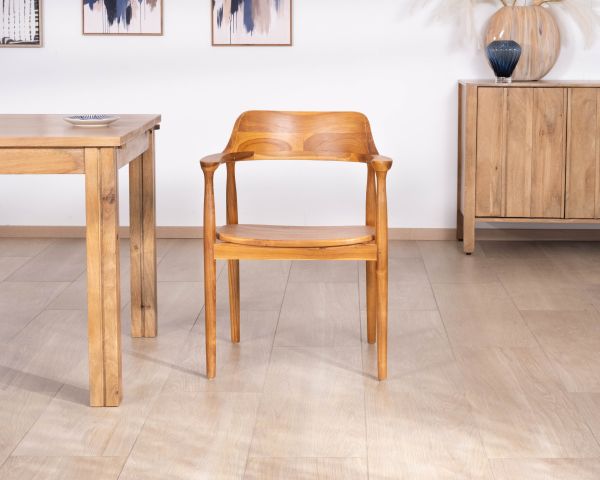 Set di 2 sedie da pranzo dal design retrò “Vicenza” in teak massiccio