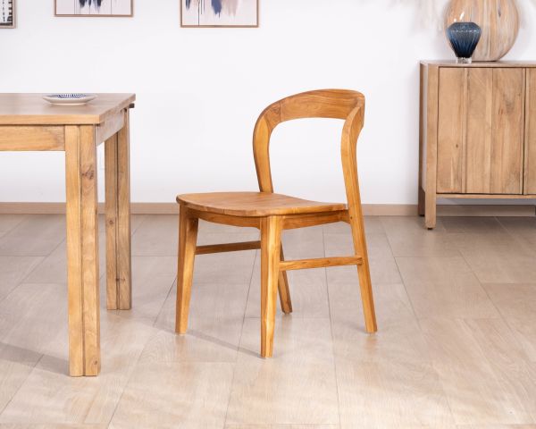 Set di 2 sedie da pranzo dal design minimalista “Dilmona” in teak massiccio