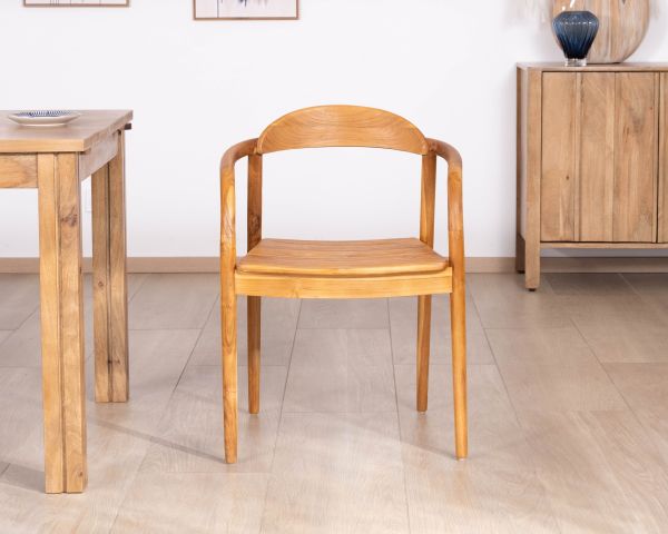 Set di 2 sedie da pranzo retrò in teak massiccio naturale “Rimina”