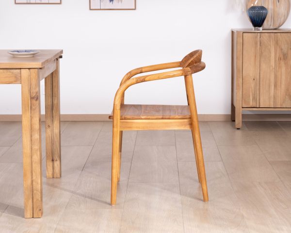 Set di 2 sedie da pranzo retrò in teak massiccio naturale “Rimina”