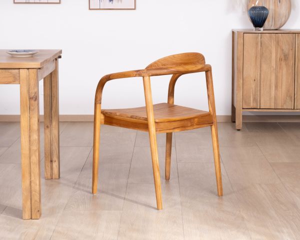 Set di 2 sedie da pranzo retrò in teak massiccio naturale “Rimina”