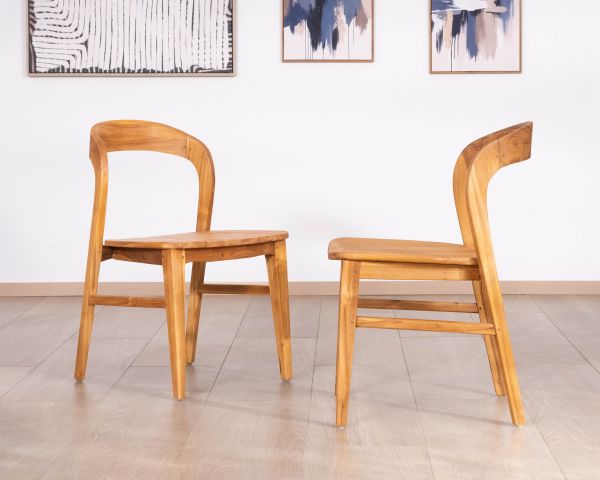 Set di 2 sedie da pranzo dal design minimalista “Dilmona” in teak massiccio