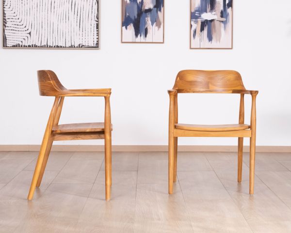 Set di 2 sedie da pranzo dal design retrò “Vicenza” in teak massiccio