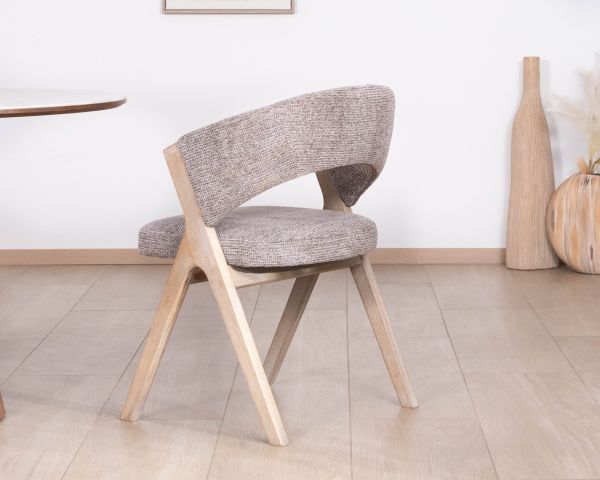 Set di 2 sedie contemporanee "KYARA" in tessuto color tortora sabbia, comfort ergonomico e linee morbide