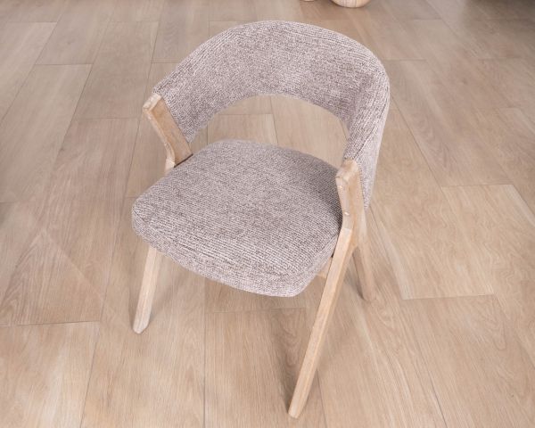 Set di 2 sedie contemporanee "KYARA" in tessuto color tortora sabbia, comfort ergonomico e linee morbide