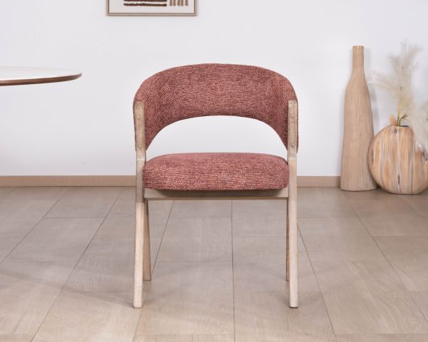 Set di 2 sedie da pranzo color terra di Siena "Kyara" in stile retrò-contemporaneo