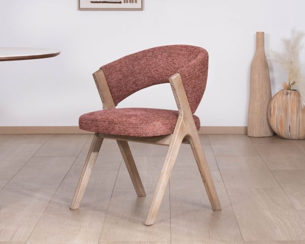 Set di 2 sedie da pranzo color terra di Siena "Kyara" in stile retrò-contemporaneo