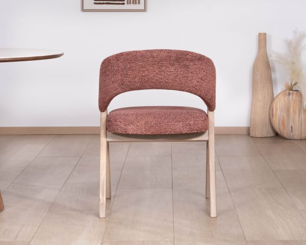 Set di 2 sedie da pranzo color terra di Siena "Kyara" in stile retrò-contemporaneo