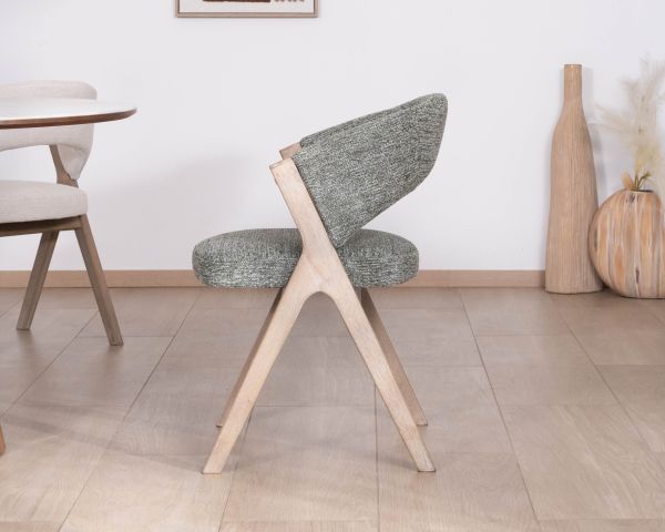 Set di 2 sedie "KYARA" in tessuto verde salvia, design cocooning e seduta generosa