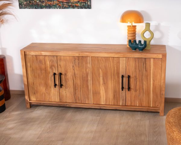 Credenza bassa a 4 ante da 180 cm in legno riciclato "Mokal", in stile casa di campagna