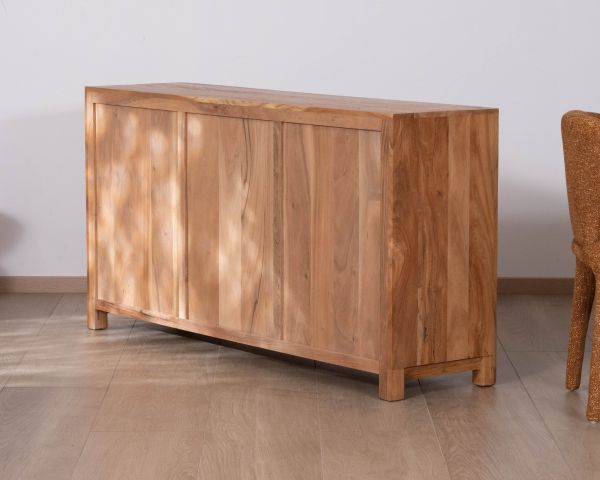 Credenza bassa da 155 cm in stile rustico, realizzata in legno riciclato "Mokal"