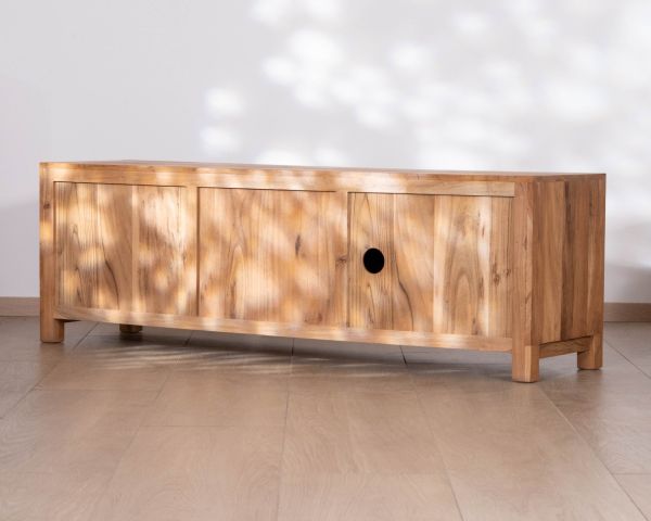 Mobile TV da 155 cm in stile rustico, realizzato in legno riciclato "Mokal"