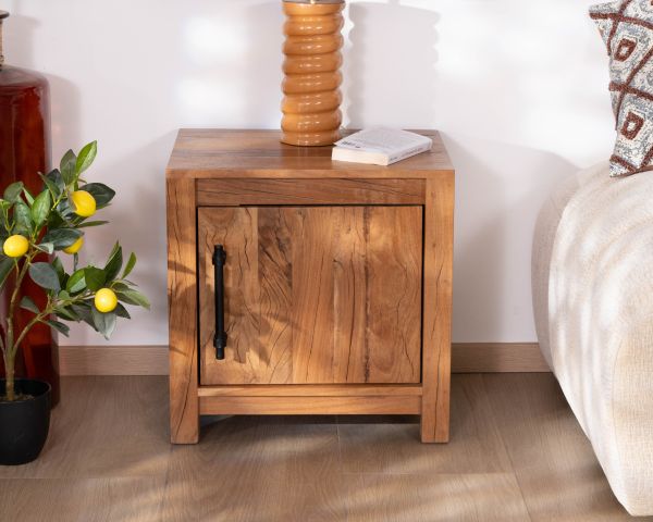 Comodino in legno riciclato in stile casa di campagna "Mokal"