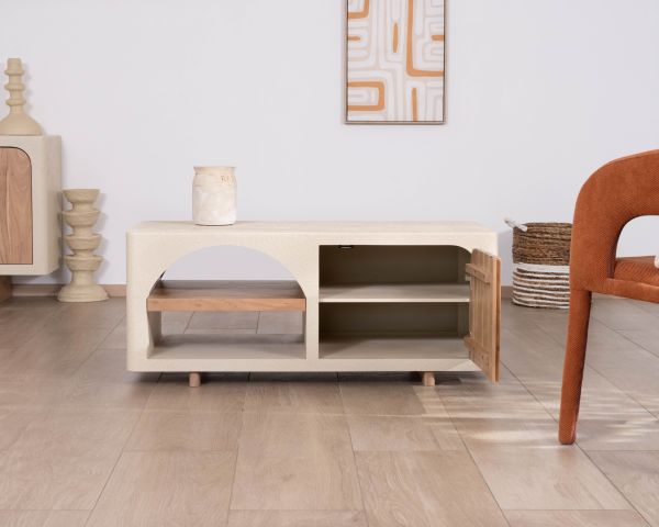 Tavolino rettangolare con nicchia dal design organico "Miona"