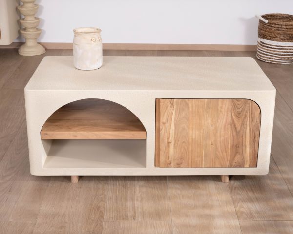 Tavolino rettangolare con nicchia dal design organico "Miona"
