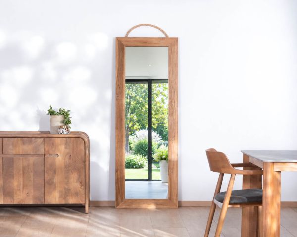 Grande specchio da appoggio da 180 cm in teak "Solira", stile naturale