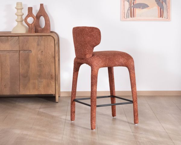 Set di 2 sedie a mezza altezza in tessuto melange color terracotta "Milano" con rivestimento integrale