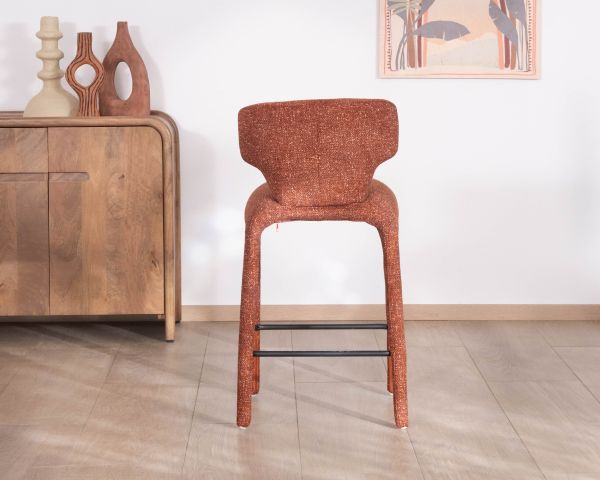 Set di 2 sedie a mezza altezza in tessuto melange color terracotta "Milano" con rivestimento integrale