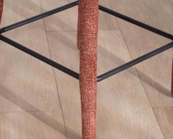 Set di 2 sedie a mezza altezza in tessuto melange color terracotta "Milano" con rivestimento integrale
