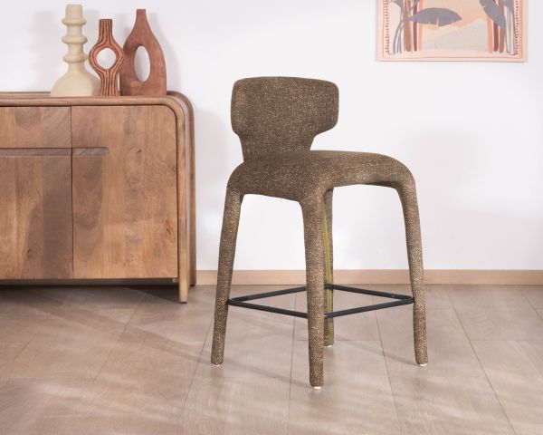 Set di 2 sedie da isola in stile contemporaneo in tessuto melange verde kaki "Milano" con rivestimento integrale