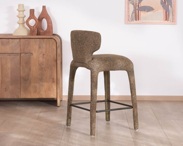 Set di 2 sedie da isola in stile contemporaneo in tessuto melange verde kaki "Milano" con rivestimento integrale