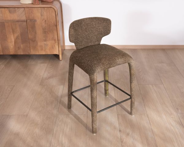 Set di 2 sedie da isola in stile contemporaneo in tessuto melange verde kaki "Milano" con rivestimento integrale