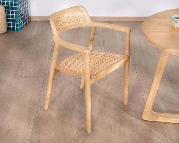 Sedia da pranzo con braccioli dal design essenziale "Vogue" in legno di sungkai