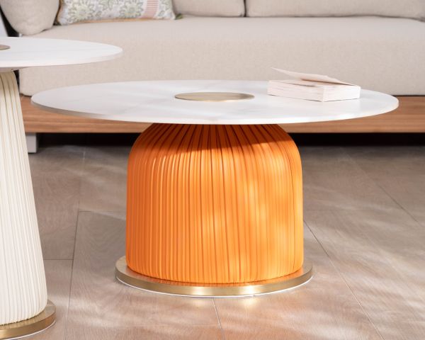 Set di 2 tavolini in stile vintage contemporaneo con gambe colorate effetto pelle plissettata "Cyléa"