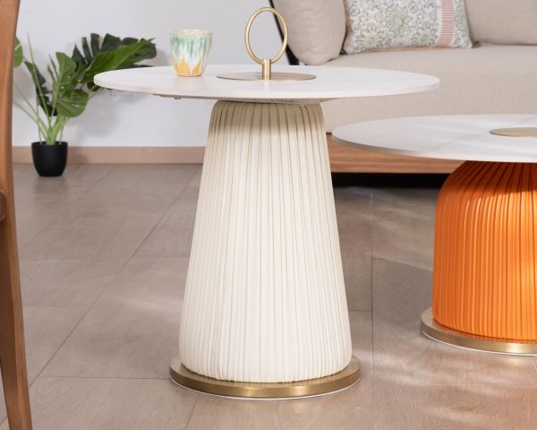 Set di 2 tavolini in stile vintage contemporaneo con gambe colorate effetto pelle plissettata "Cyléa"
