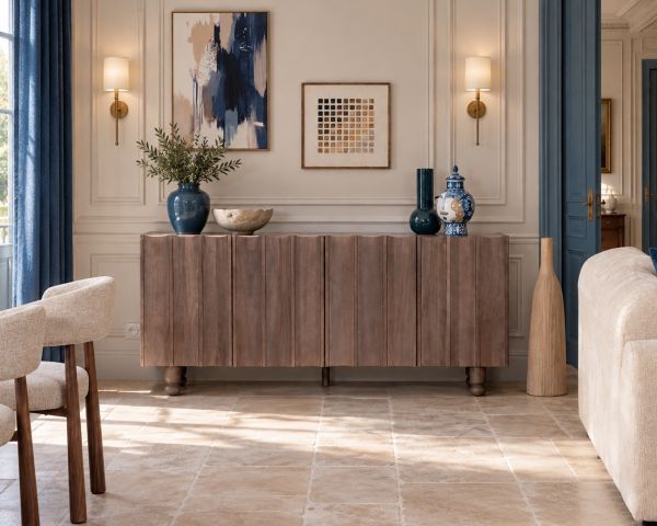Credenza a 4 ante con piano in pietra "Manon"
