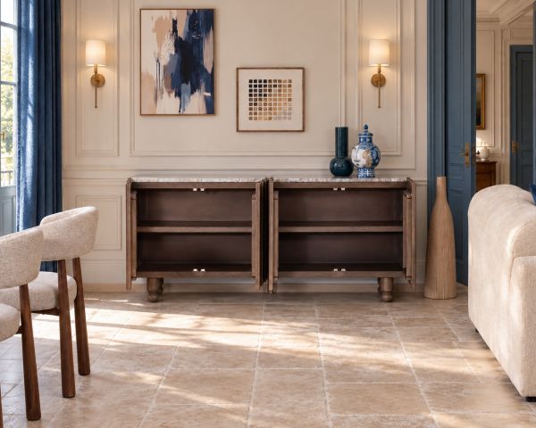 Credenza a 4 ante con piano in pietra "Manon"