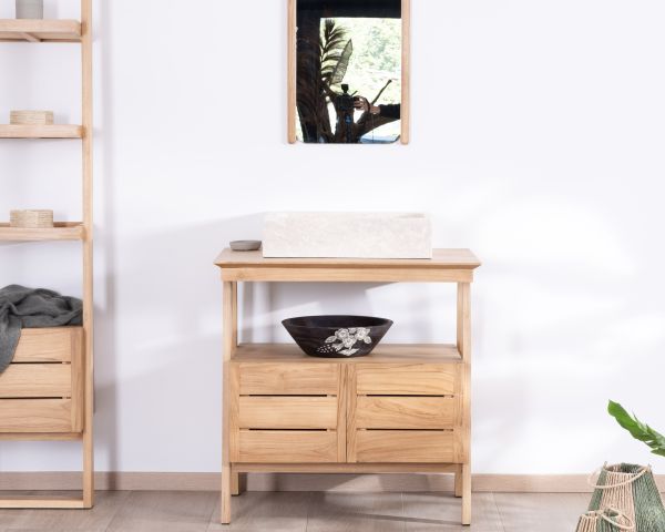 Mobile da 80 cm in teak di design japandi "Beau Matin