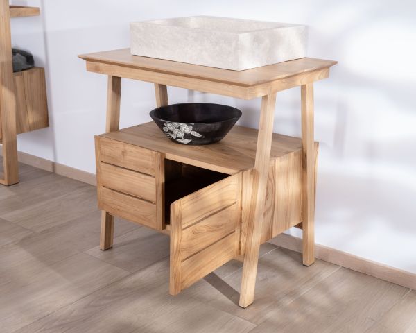Mobile da 80 cm in teak di design japandi "Beau Matin