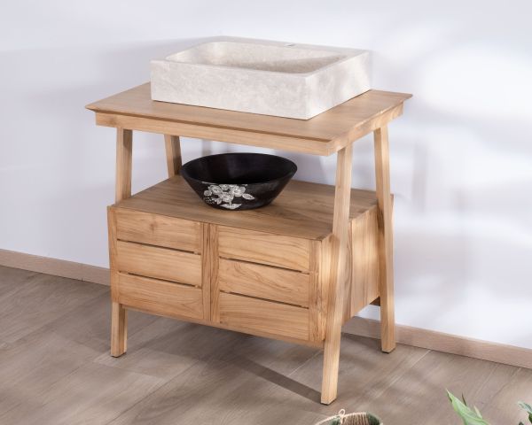 Mobile da 80 cm in teak di design japandi "Beau Matin
