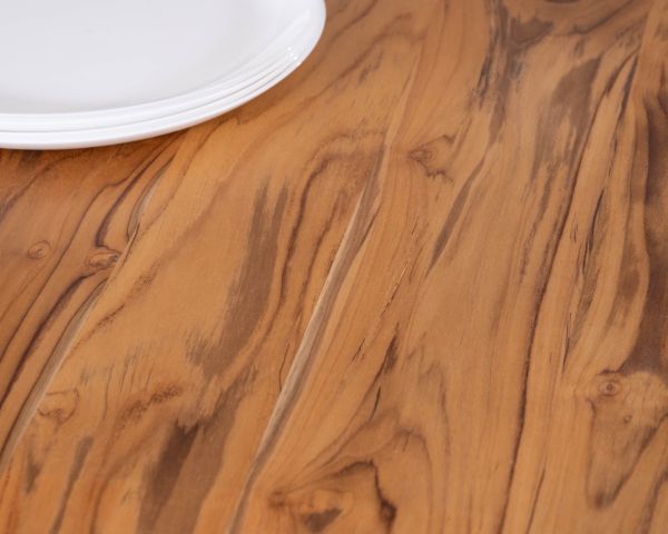 Tavolo da pranzo contemporaneo in legno massiccio "Olonie", 200 cm, gambe incrociate in metallo