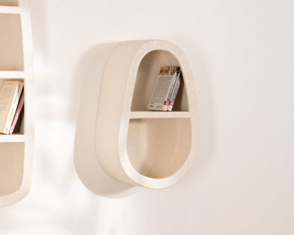Etagère murale beige en marbre reconstitué forme goutte "Marbelita" 2 niveaux