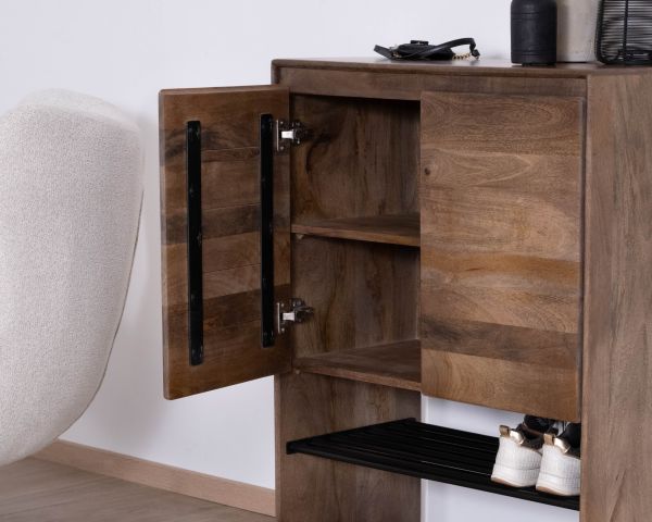 Scarpiera "Geta" in mango massiccio con contenitori