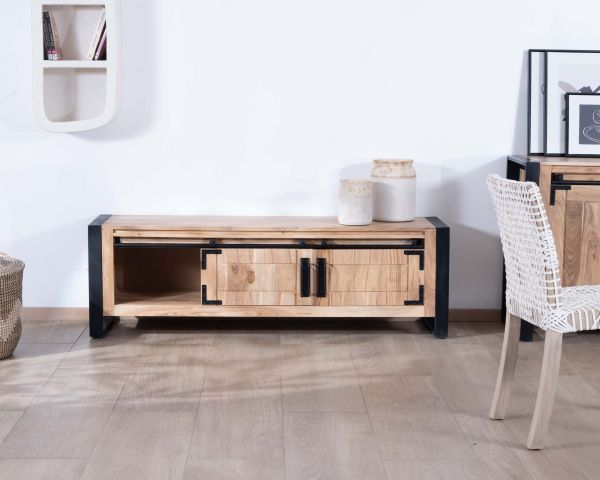 Porta TV "Montreal" a 2 ante in legno e metallo in stile industriale 160 cm