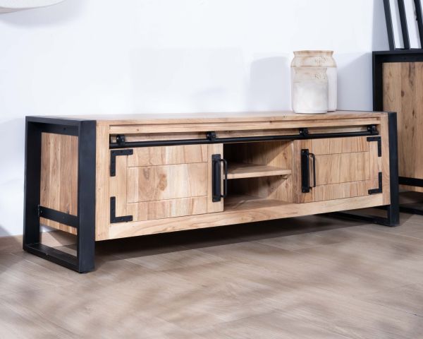 Porta TV "Montreal" a 2 ante in legno e metallo in stile industriale 160 cm