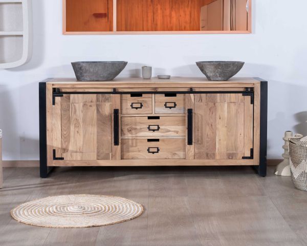 Mobile da bagno industriale "Montreal" in metallo e legno 165 cm