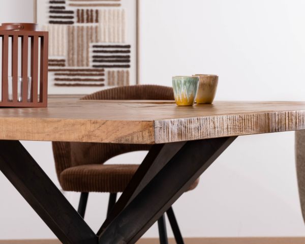 Tavolo da pranzo quadrato 150x150 cm "Bronx" in legno e metallo