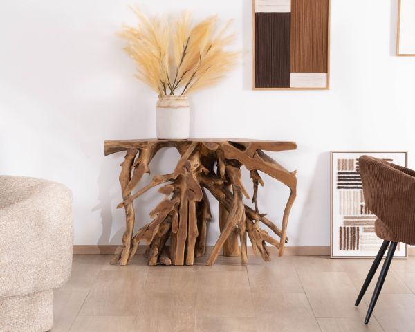 Consolle "Kanoa" in radice di teak naturale