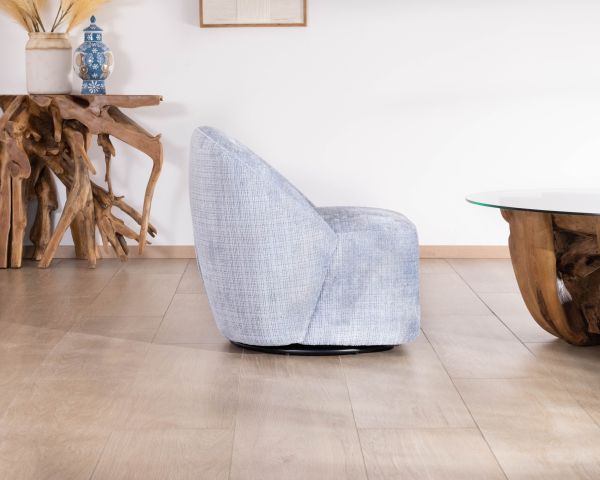 Poltrona girevole dal design elegante in tessuto "Marylin" blu ghiaccio