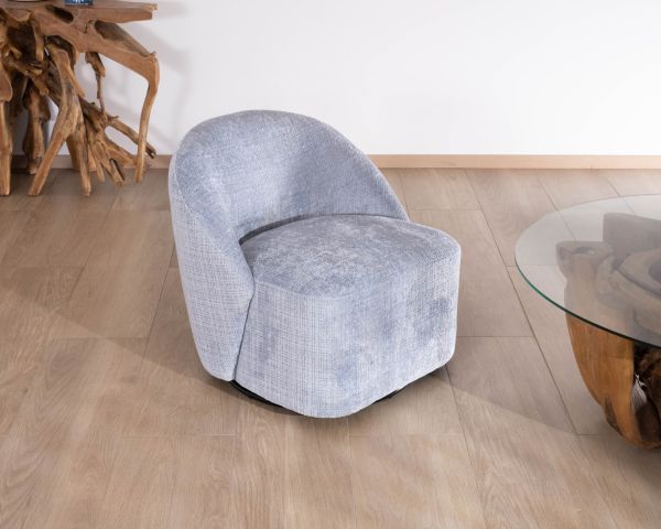 Poltrona girevole dal design elegante in tessuto "Marylin" blu ghiaccio