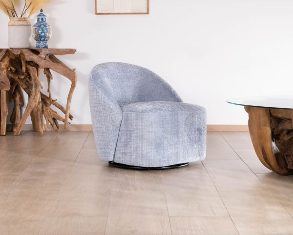 Poltrona girevole dal design elegante in tessuto "Marylin" blu ghiaccio